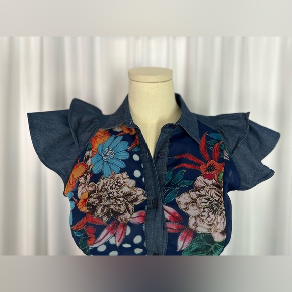 CQ by CQ Short Ruffle Sleeve Semi-Sheer Dress (655) - Picture 6 of 13